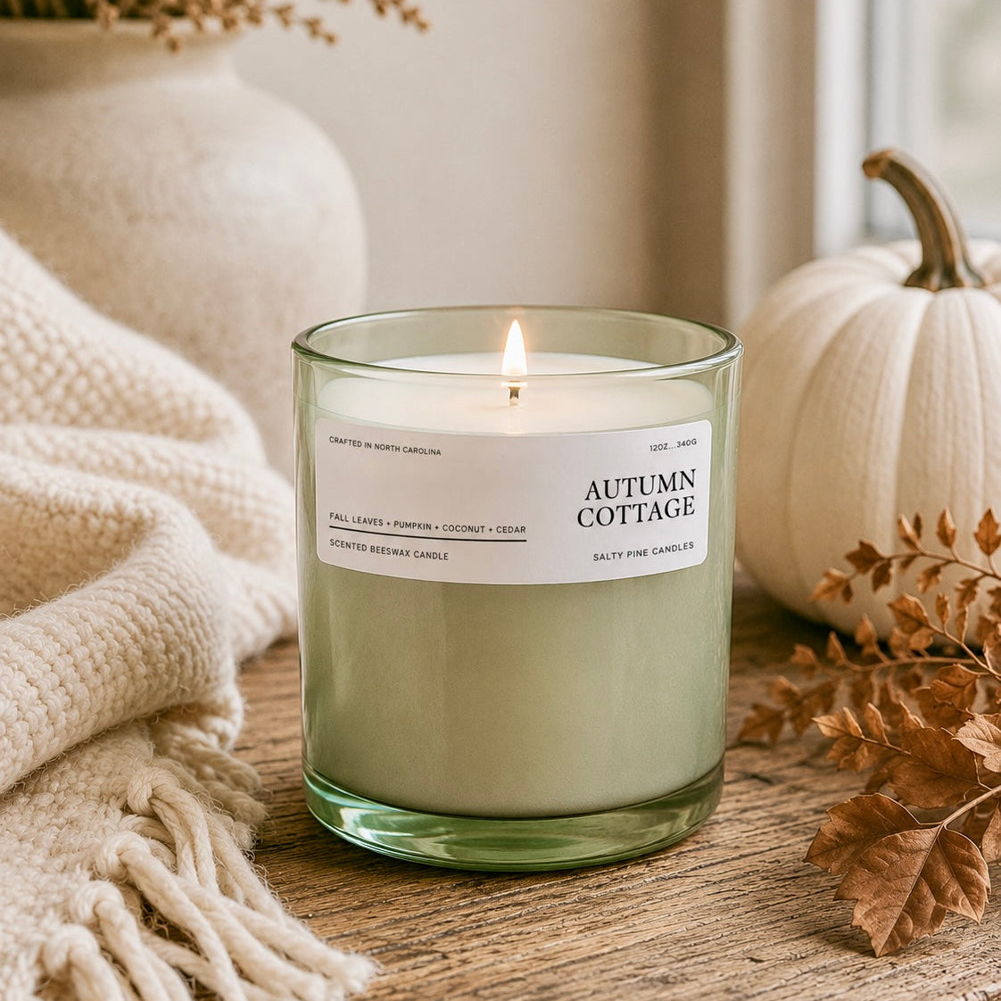 Autumn Cottage Beeswax Candle - 12oz Aura Jar