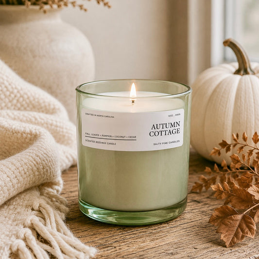 Autumn Cottage Beeswax Candle - 12oz Aura Jar