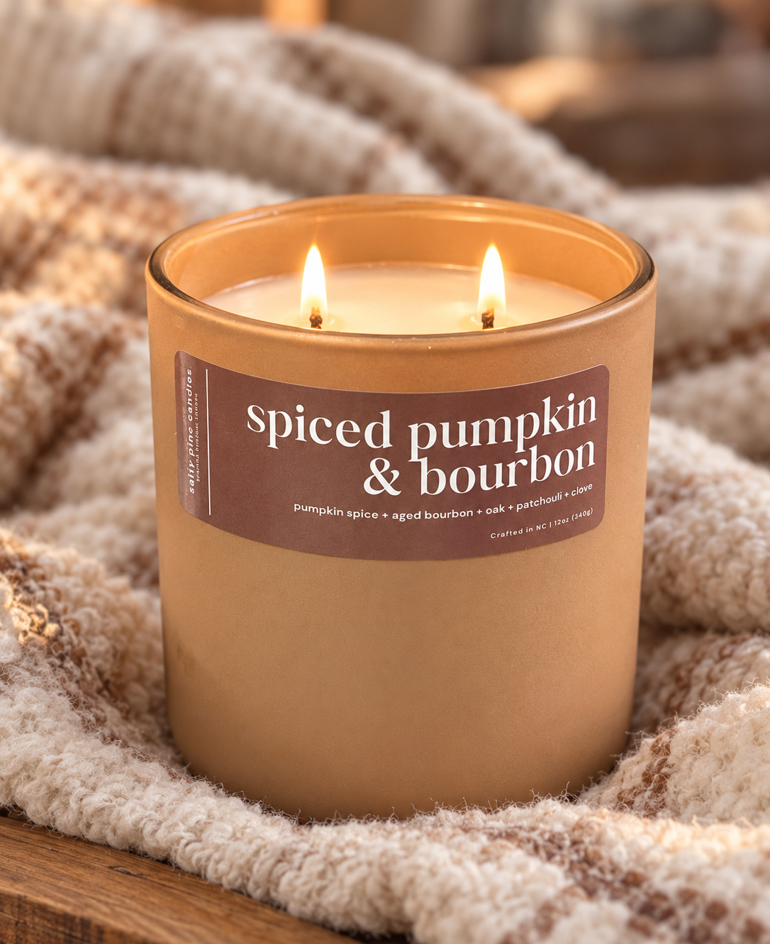 Spiced Pumpkin & Bourbon Beeswax Candle - 12oz