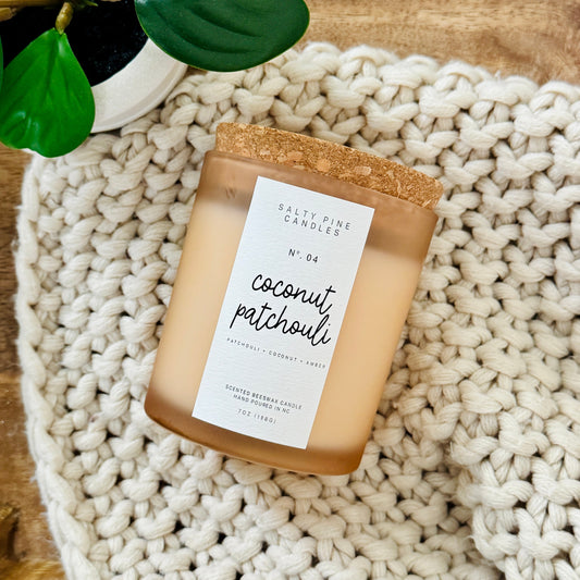 Coconut and Patchouli Beeswax Candle - 7oz Icon Jar