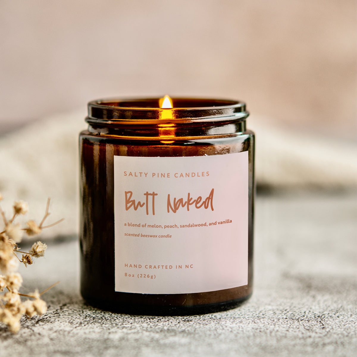 Butt Naked Beeswax Candle