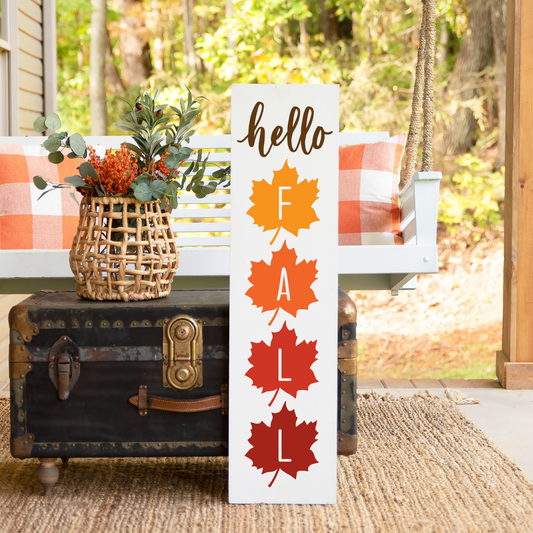 Hello Fall Maple Leaf Welcome Sign