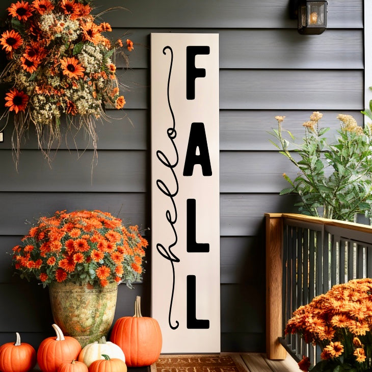 Hello Fall Vertical Welcome Sign
