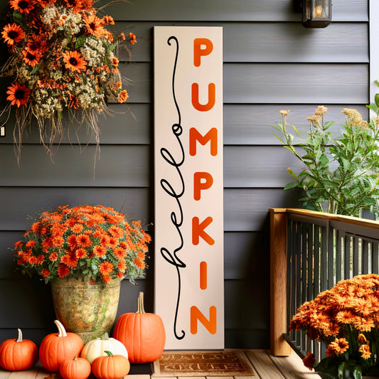 Hello Pumpkin Vertical Welcome Sign