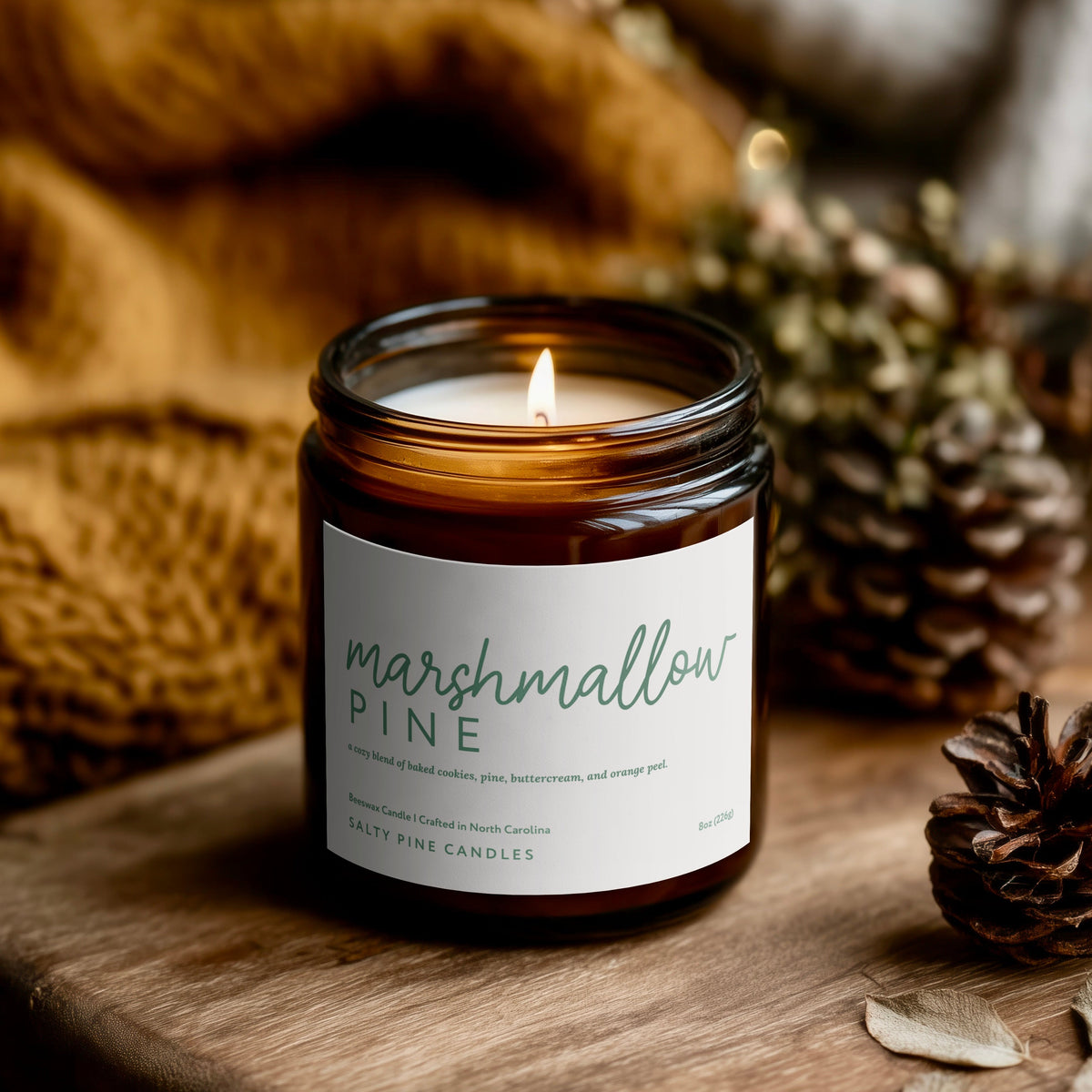 Marshmallow Pine Beeswax Candle