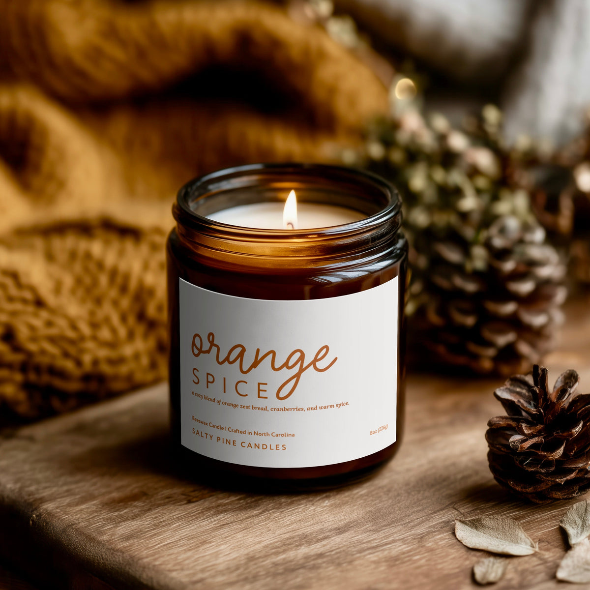 Orange Spice Beeswax Candle