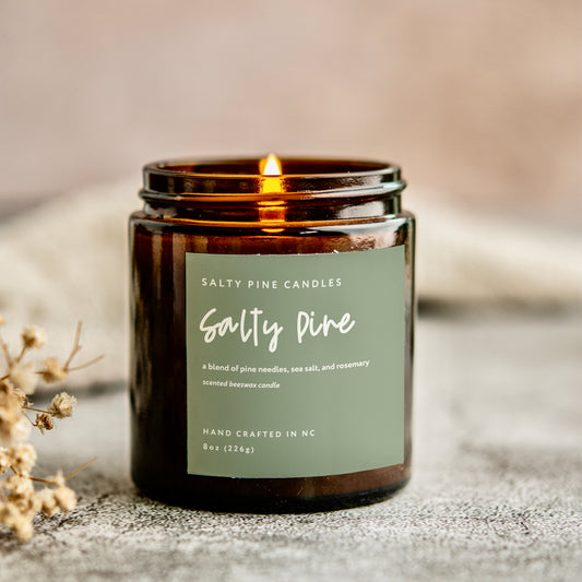Salty Pine Beeswax Candle