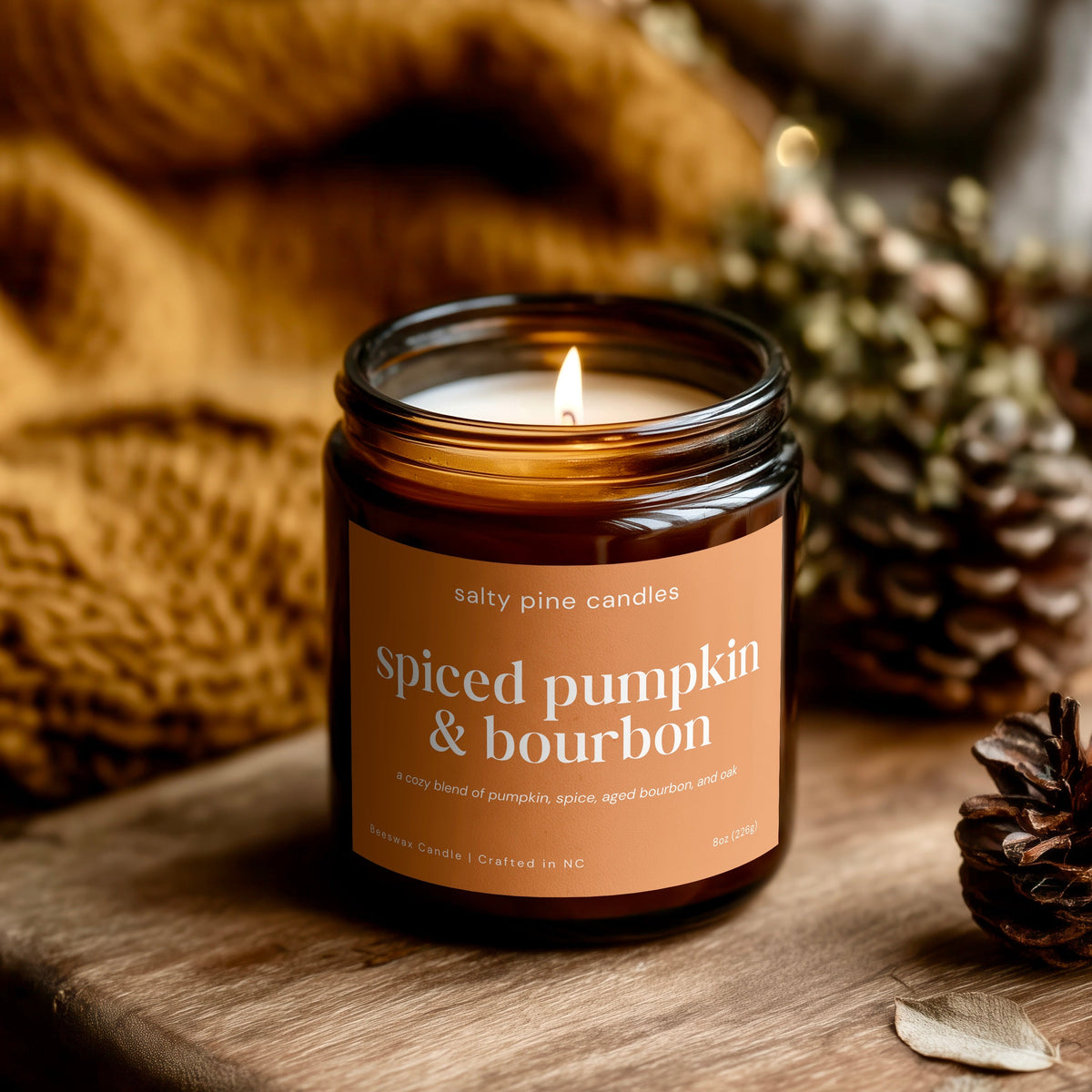 Spiced Pumpkin & Bourbon Beeswax Candle